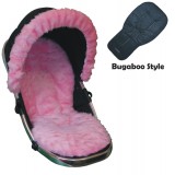 Seat Liner & Hood Trim to fit Bugaboo Pushchairs - Baby Pink Faux Fur